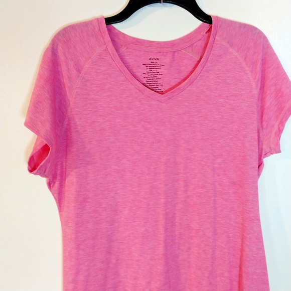 AVIVA BRAND Woman's XL PERFORMANCE TEE Short Sleeve Pink T-Shirt / #3151 - Picture 1 of 4